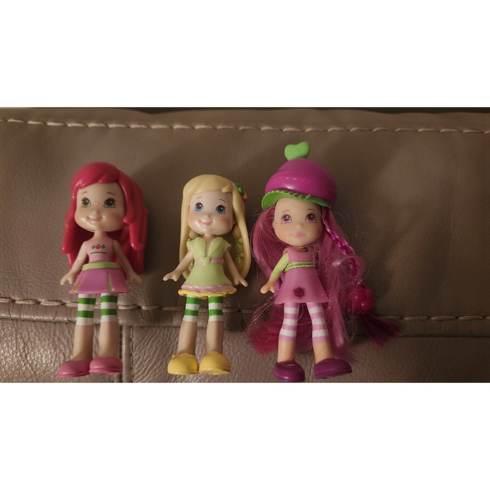 2008 STRAWBERRY SHORTCAKE 3" Mini Figure Doll Toy By Hasbro- Lot‎ Of 3 Dolls